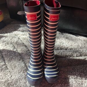 Joules Navy Striped Wellies Rain boots